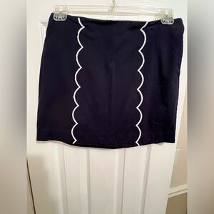 Crown & Ivy Black Mini Skort with White Scallop Trim